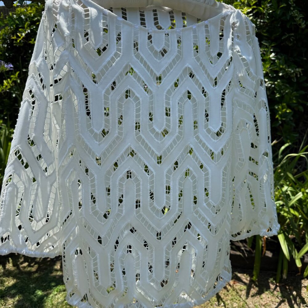 White Anne Fountaine Celena Blouse Size 38